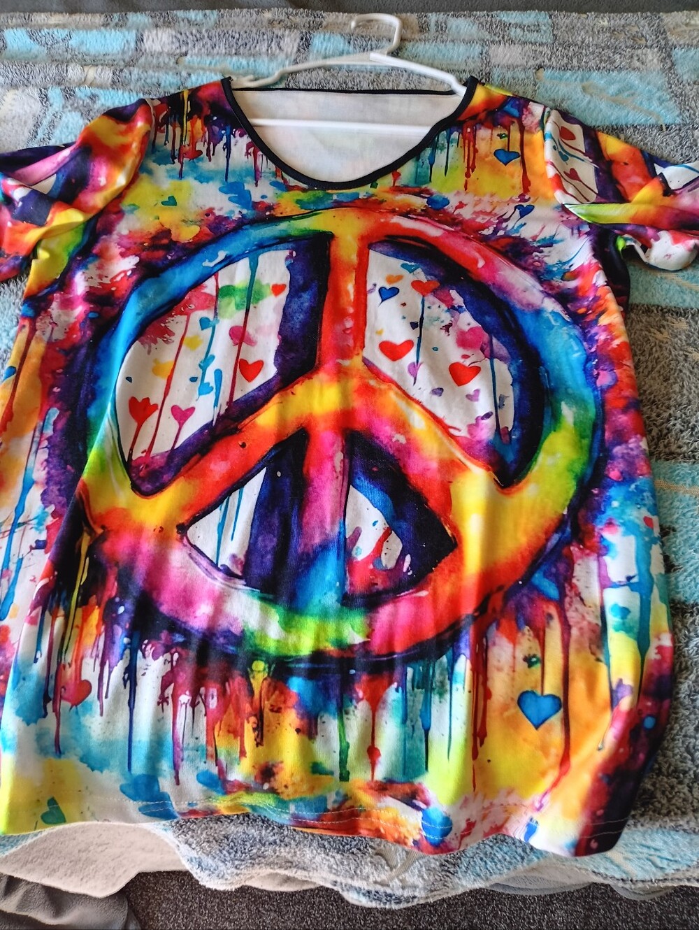 Colorful Peace Sign  Top - Rainbow Print